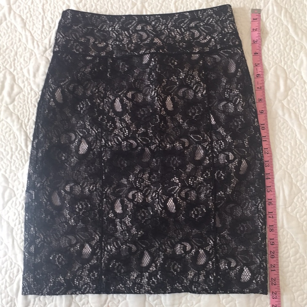 H&M Lace Pencil Skirt Black and Tan